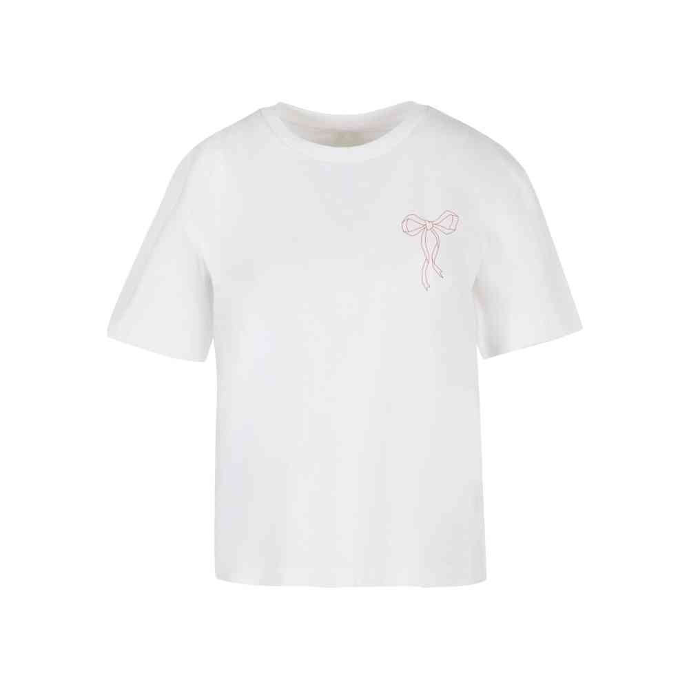 Miss Tee - Bow Oneliner Dames T-shirt - Wit
